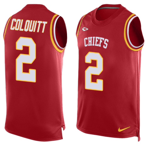 Men's Limited Dustin Colquitt Nike Jersey Red - #2 Player Name & Number Tank Top NFL Kansas City Chiefs